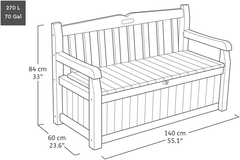 Keter Eden Panca Contenitore da Giardino 265L Grigio