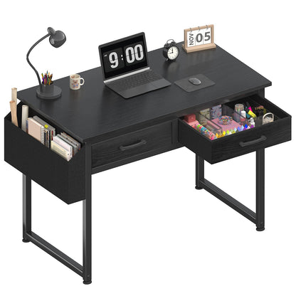 DLisiting 32 Inch Small Desk with Drawers, Black