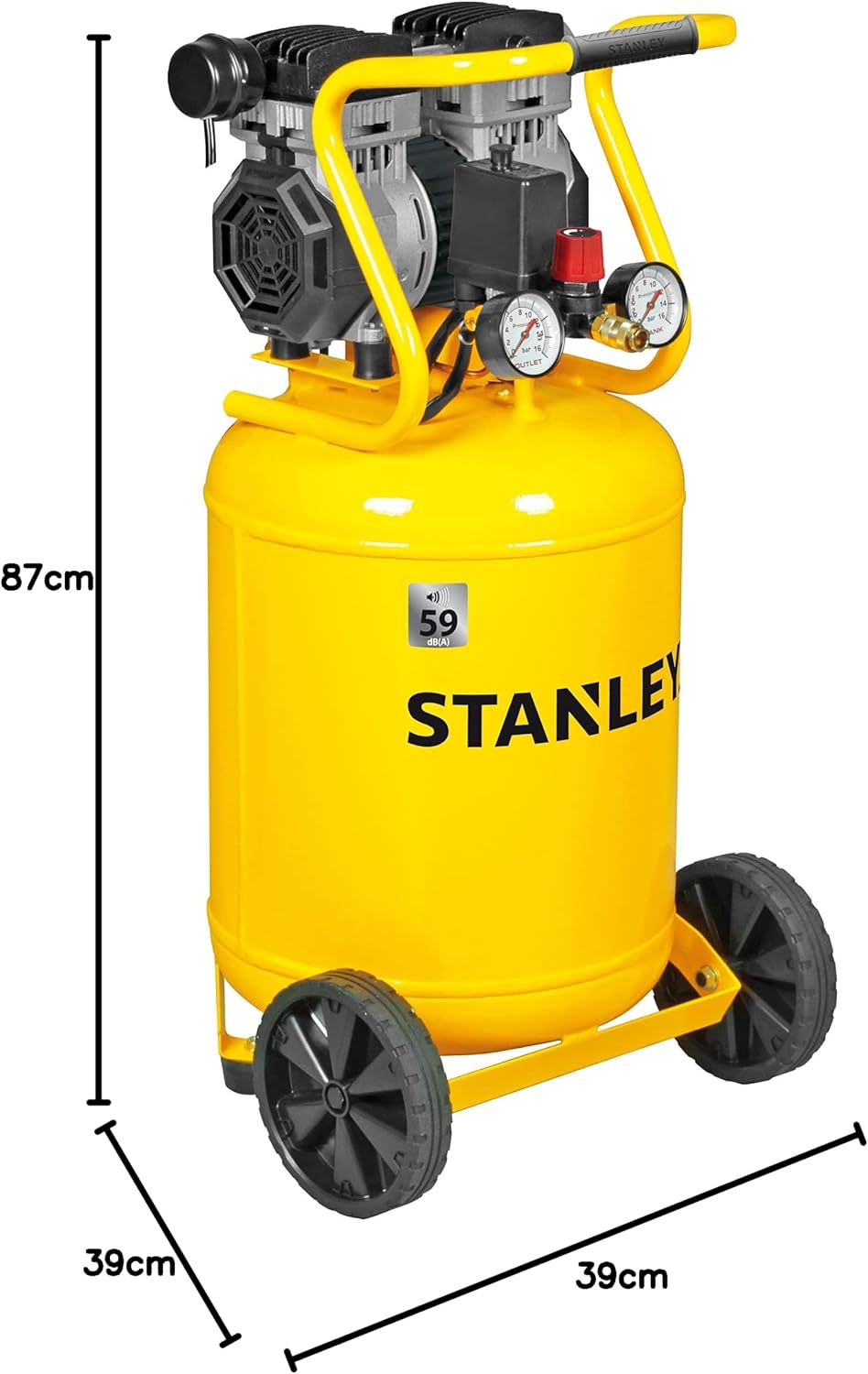 STANLEY Siltek Compressore Silenzioso Verticale 1.3HP 50L