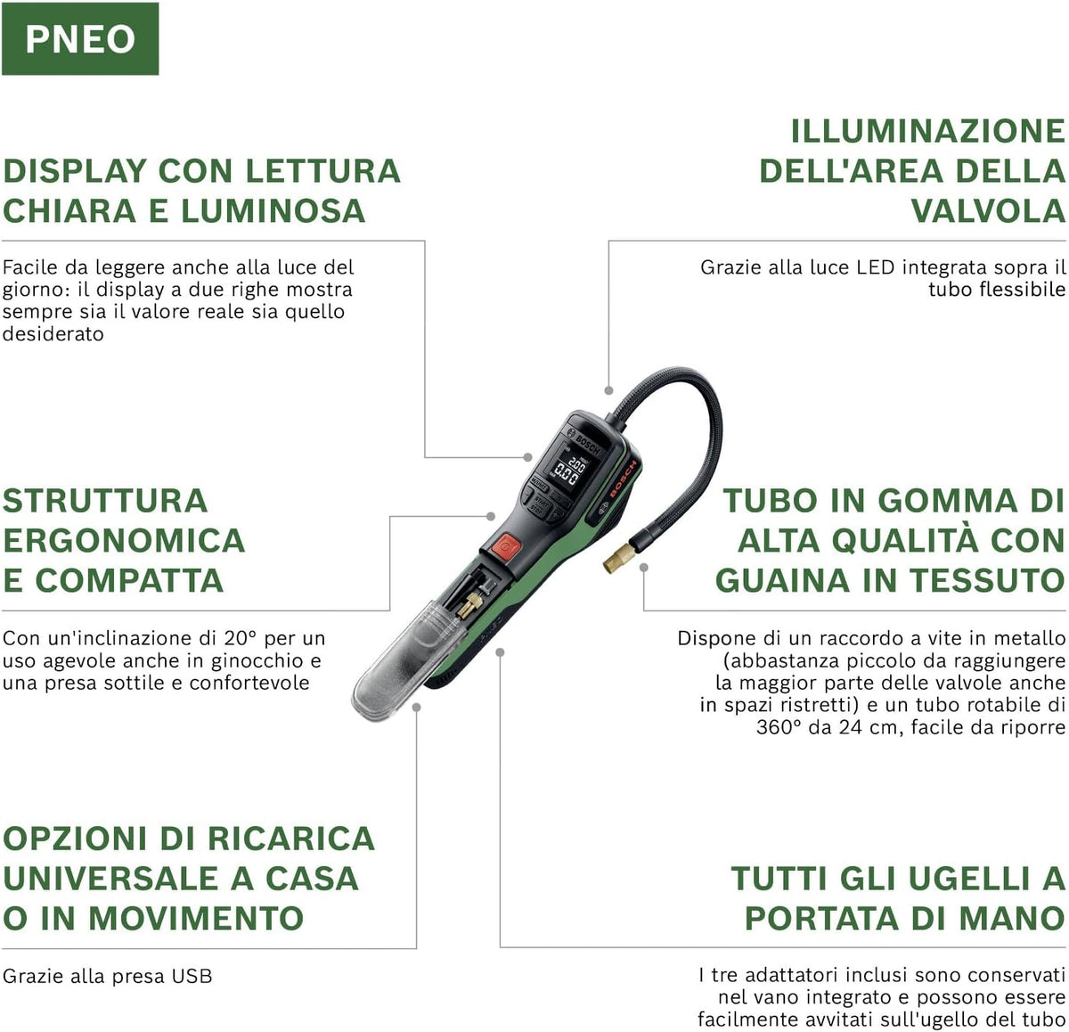 Bosch PNEO Mini Compressore Elettrico a Batteria 3Ah