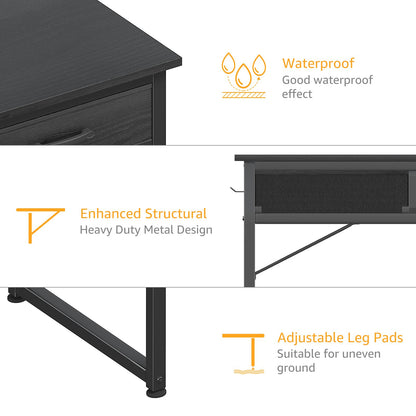 DLisiting 32 Inch Small Desk with Drawers, Black