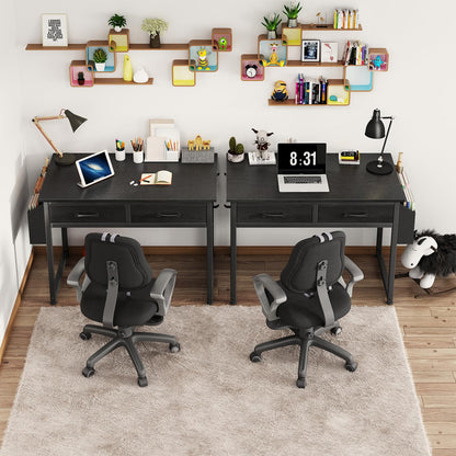 DLisiting 32 Inch Small Desk with Drawers, Black